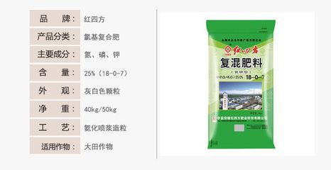 紅四方氯基氮鉀型復混肥25%(18-0-7)復合肥